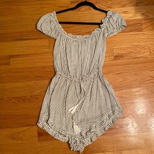 Black and white polka dot romper